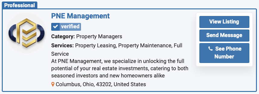 Results in our real estate directory for  the property management company PNE Management